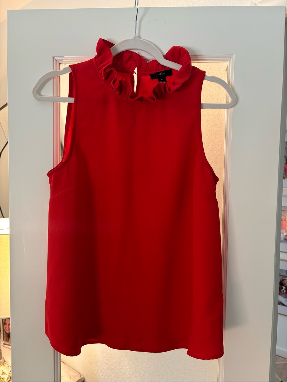 J. Crew Sleeveless Red Ruffle-Neck Camisole